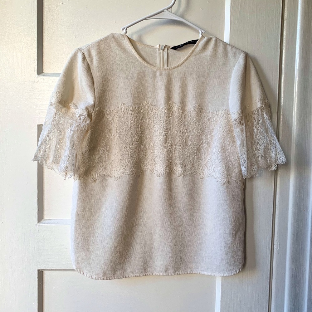 Zara white top with lace